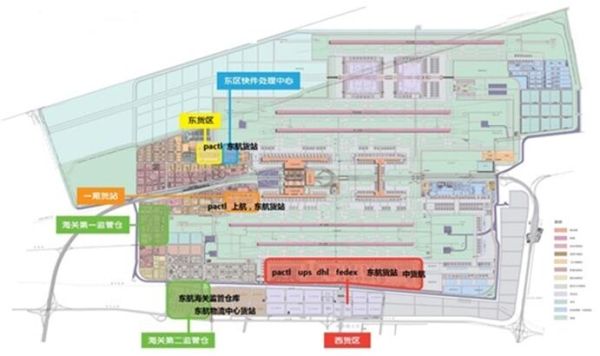 浦东机场货运设施分布图